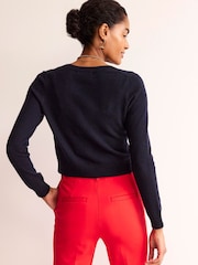 Boden Blue Eva Cashmere Cropped Cardigan - Image 3 of 6