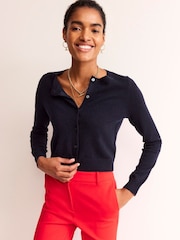 Boden Blue Eva Cashmere Cropped Cardigan - Image 4 of 6