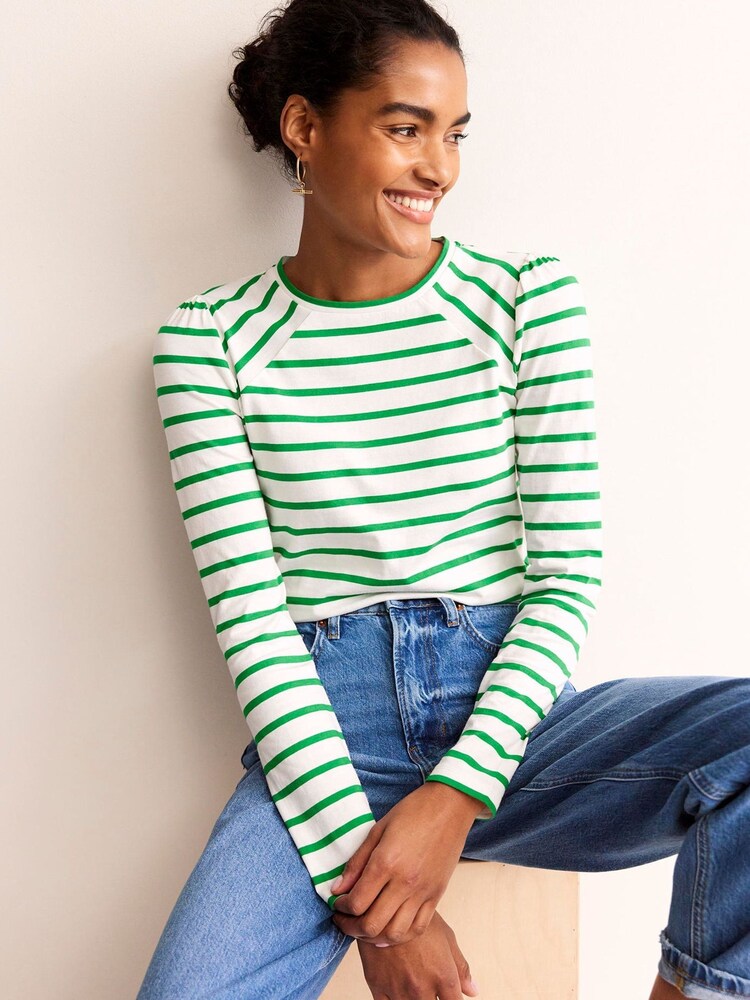 Boden Green 100% Cotton Arabella Stripe T-Shirt - Image 1 of 1