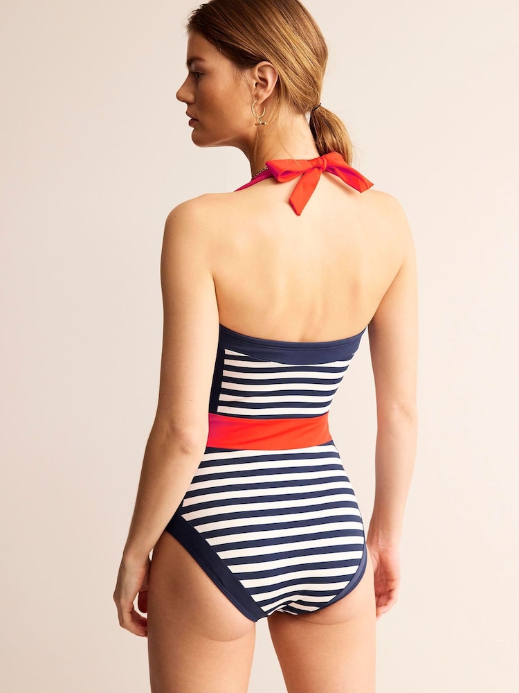 Boden Navy Multi Santorini Halterneck Swimsuit - Image 2 of 6