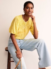 Boden Yellow Easy Stitch Detail Top - Image 1 of 4