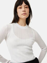 Jigsaw White Irregular Plissé Crew Top - Image 2 of 5