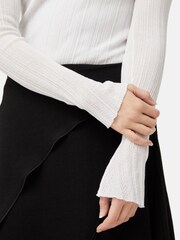 Jigsaw White Irregular Plissé Crew Top - Image 4 of 5