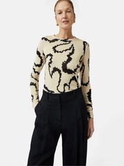 Jigsaw Cream Hydra Coral Sheer Cotton Top - Image 1 of 6