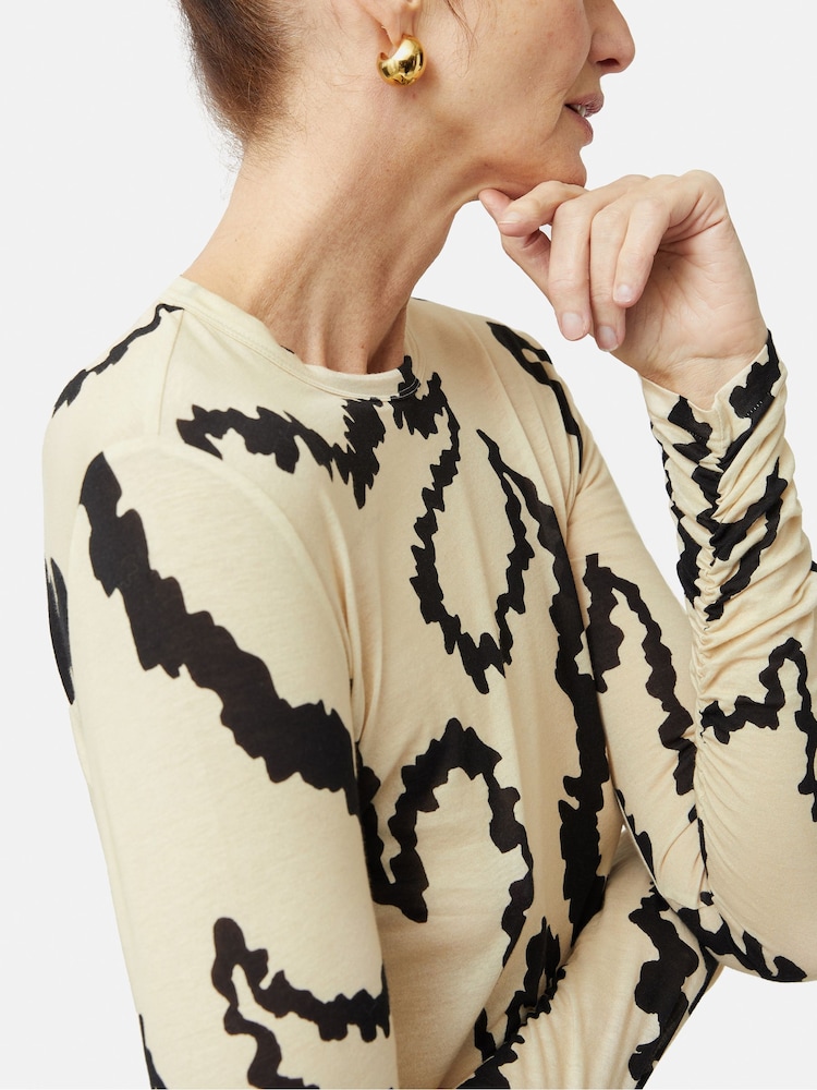 Jigsaw Cream Hydra Coral Sheer Cotton Top - Image 6 of 6