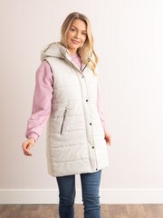 Lakeland Leather Cream Natalie Longline Padded Gilet - Image 1 of 7
