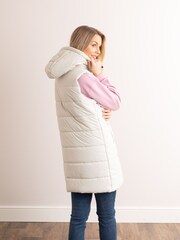 Lakeland Leather Cream Natalie Longline Padded Gilet - Image 2 of 7