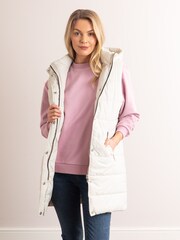 Lakeland Leather Cream Natalie Longline Padded Gilet - Image 4 of 7
