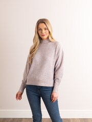 Lakeland Leather Natural Sheeka High Neck Jumper - Image 1 of 6