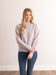 Lakeland Leather Natural Sheeka High Neck Jumper - Image 3 of 6