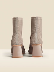 Sosandar Brown Angled Heel Knitted Sock Boots - Image 4 of 5