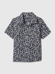 Gap Navy Blue Floral Brannan Bear Short Sleeve Print Linen Cotton Baby Shirt (12mths-5yrs) - Image 1 of 1