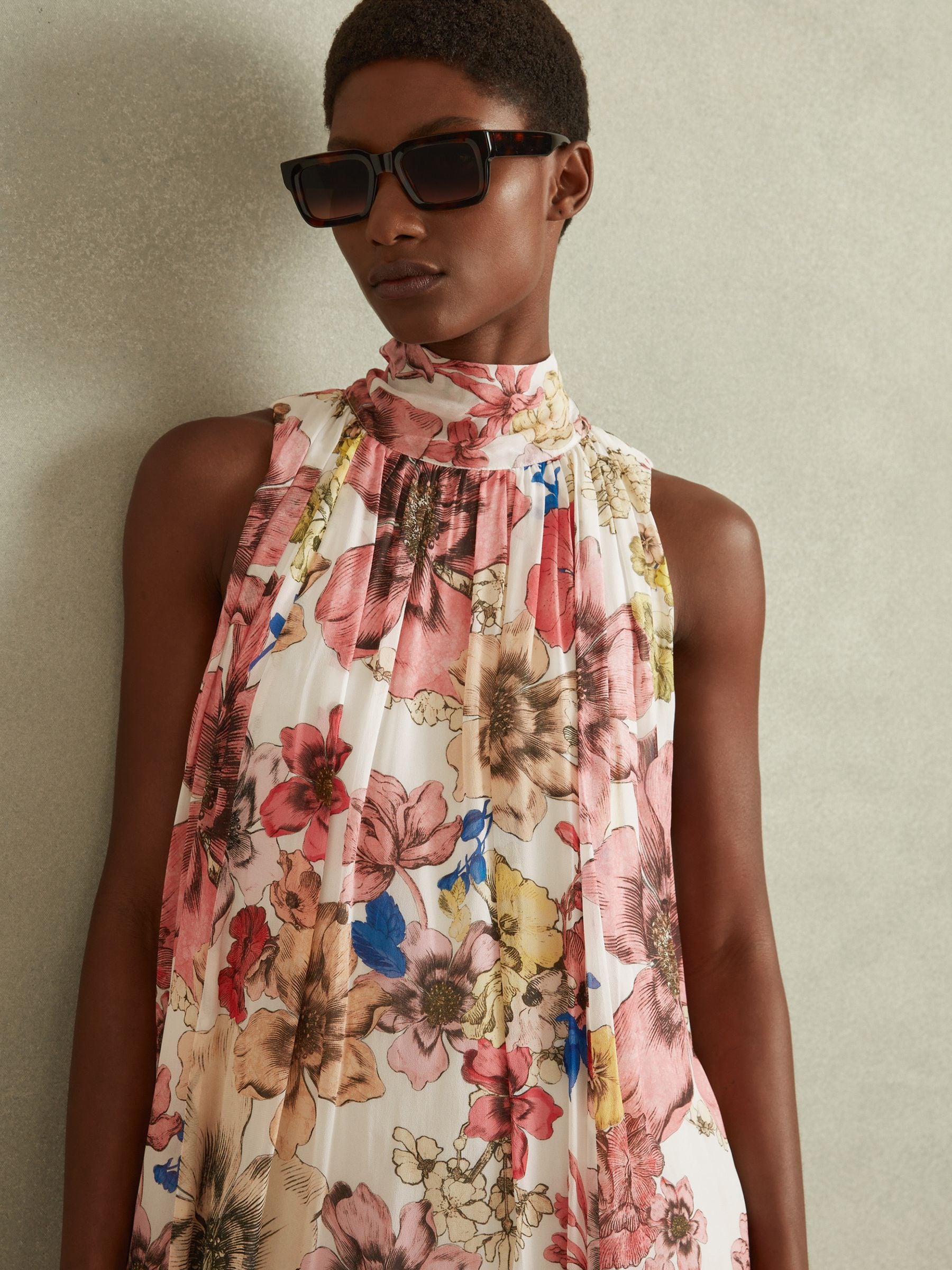 Tie neck mini dress deals