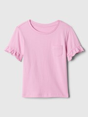 Gap Pink Ruffle Short Sleeve Crew Neck Pocket T-Shirt (Newborn-5yrs) - Image 1 of 1