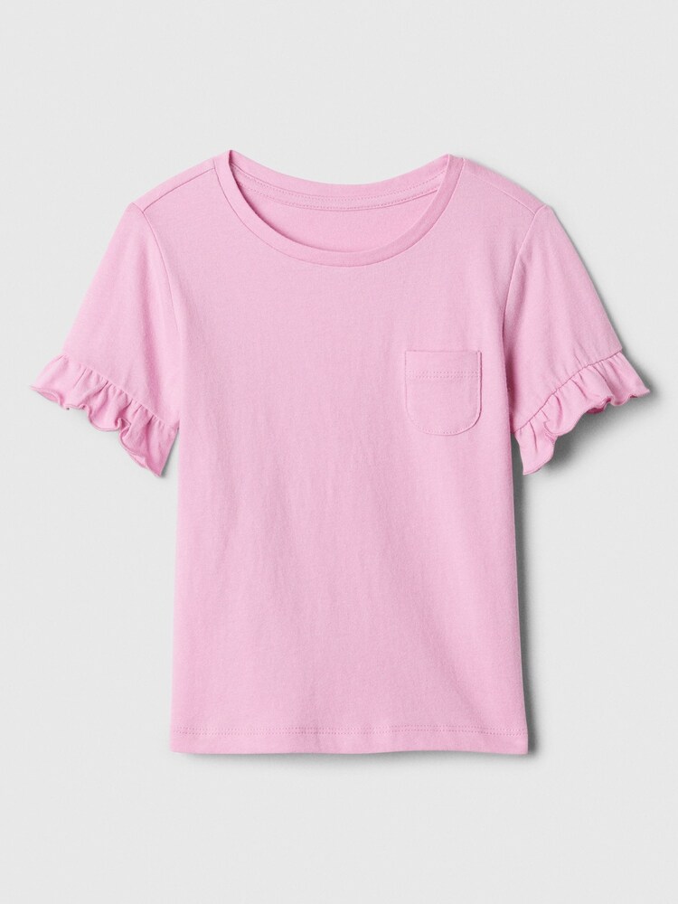 Gap Pink Ruffle Short Sleeve Crew Neck Pocket T-Shirt (Newborn-5yrs) - Image 1 of 1