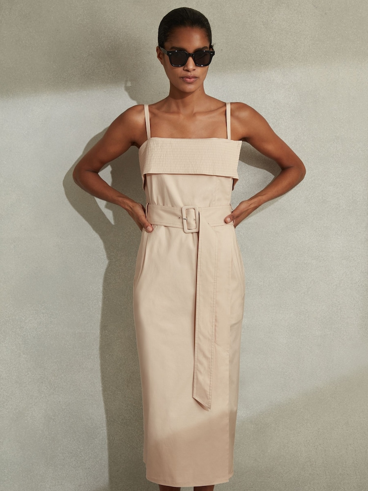 Reiss Stone Dhalia Cargo Belted Midi Dress - Image 1 of 5