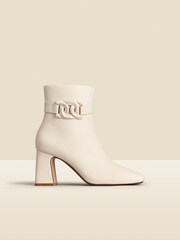 Sosandar Cream Faux Fur Leather Buckle Detail Ankle Boots - Image 2 of 5