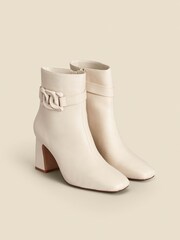 Sosandar Cream Faux Fur Leather Buckle Detail Ankle Boots - Image 3 of 5