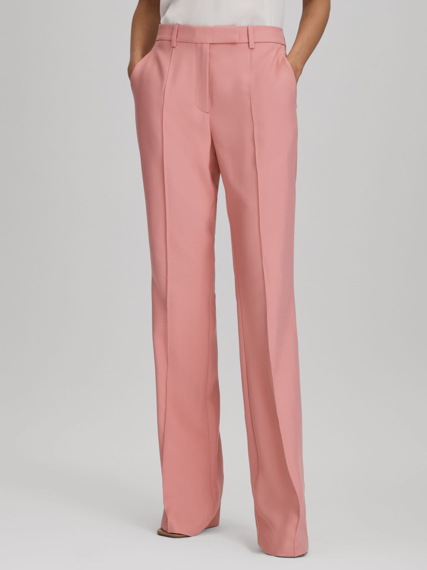 Reiss Pink Flared Suit Trousers