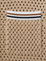 Reiss Soft Taupe Coulson 13-14 yrs Crochet Contrast Trim Shirt - Image 4 of 5