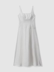 Reiss Ivory Etta Linen Corset Midi Dress - Image 2 of 5