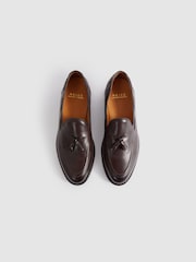 Reiss Dark Brown Clayton Leather Tassel Loafers - Image 3 of 5
