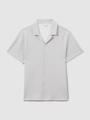 Reiss Light Grey Brewer Jacquard Cuban Collar Shirt - Image 2 of 6