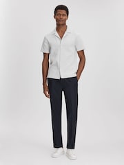 Reiss Light Grey Brewer Jacquard Cuban Collar Shirt - Image 3 of 6