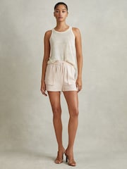 Reiss Pink Isador Drawstring Shorts with TENCEL™ Fibers - Image 1 of 5