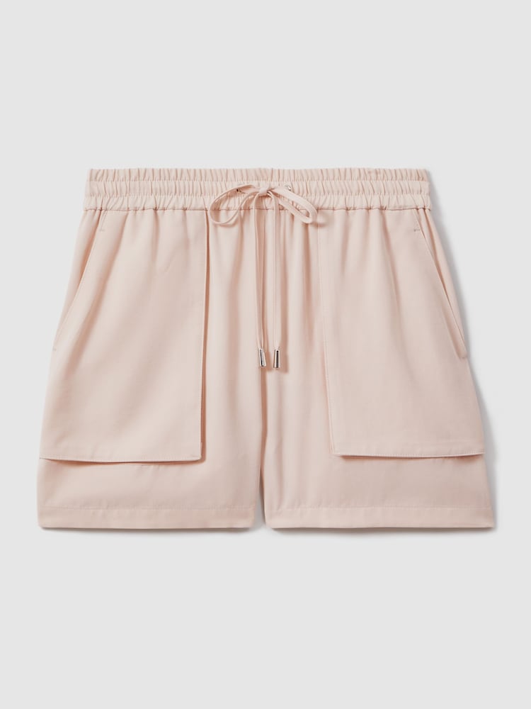 Reiss Pink Isador Drawstring Shorts with TENCEL™ Fibers - Image 2 of 5