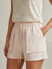Reiss Pink Isador Drawstring Shorts with TENCEL™ Fibers - Image 3 of 5