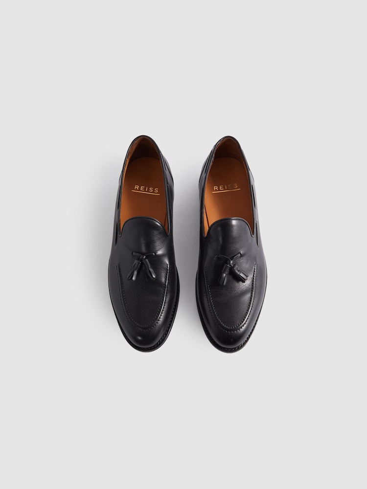 Reiss Black Clayton Leather Tassel Loafers - Image 2 of 3