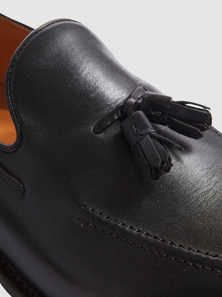 Reiss Black Clayton Leather Tassel Loafers - Image 3 of 3