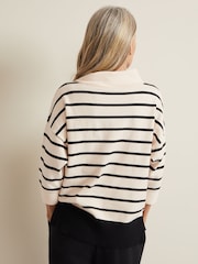 Phase Eight Cream Salima Stripe Funnel Neck Jumper - Image 2 of 6
