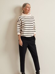 Phase Eight Cream Salima Stripe Funnel Neck Jumper - Image 4 of 6
