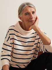 Phase Eight Cream Salima Stripe Funnel Neck Jumper - Image 5 of 6