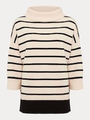 Phase Eight Cream Salima Stripe Funnel Neck Jumper - Image 6 of 6
