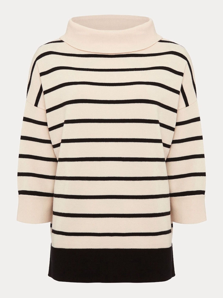 Phase Eight Cream Salima Stripe Funnel Neck Jumper - Image 6 of 6