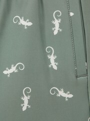 Reiss Sage/White Cammy Teen Reptile Print Drawstring Swim Shorts - Image 4 of 4
