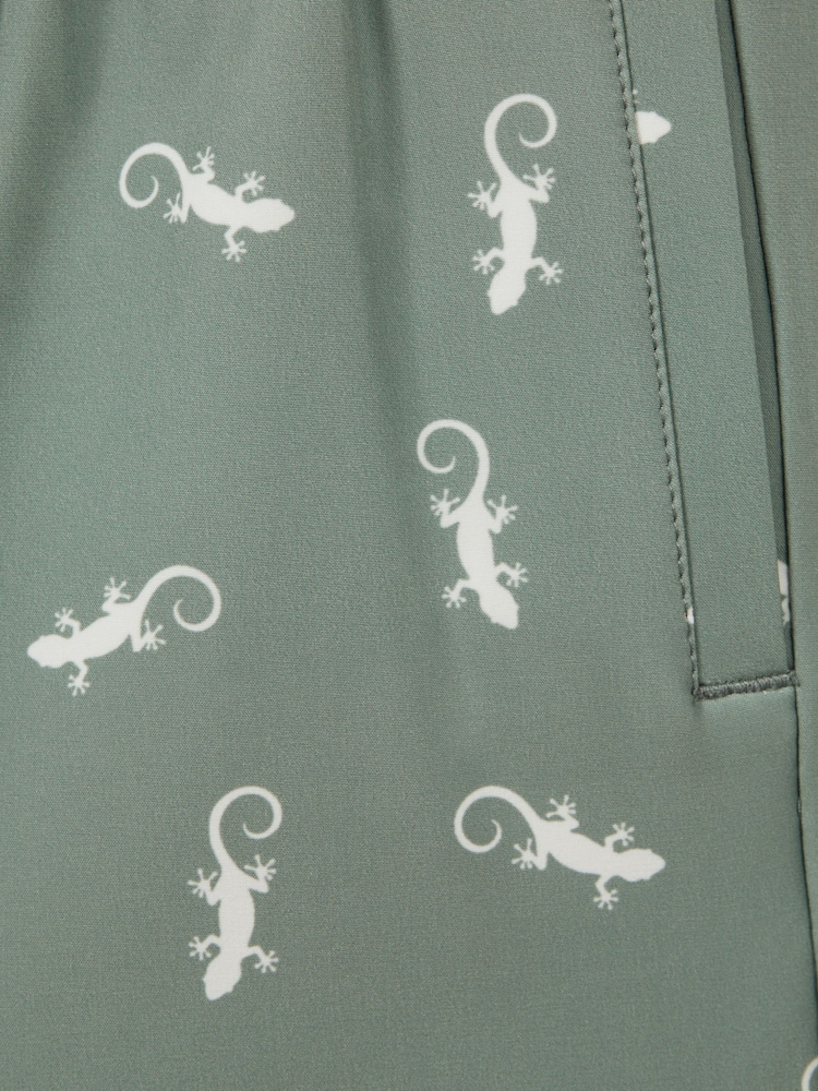 Reiss Sage/White Cammy Teen Reptile Print Drawstring Swim Shorts - Image 4 of 4