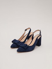 Phase Eight Blue Bow Front Slingback Block Heel Shoes - Image 2 of 7