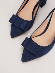 Phase Eight Blue Bow Front Slingback Block Heel Shoes - Image 3 of 7