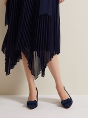 Phase Eight Blue Bow Front Slingback Block Heel Shoes - Image 4 of 7