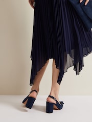 Phase Eight Blue Bow Front Slingback Block Heel Shoes - Image 6 of 7