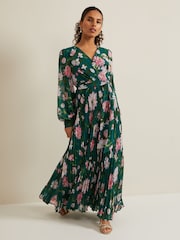 Phase Eight Green Petite Petite Rosa Floral Pleat Maxi Dress - Image 1 of 6