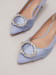 Phase Eight Blue Embellished Kitten Heel Shoes - Image 8 of 8