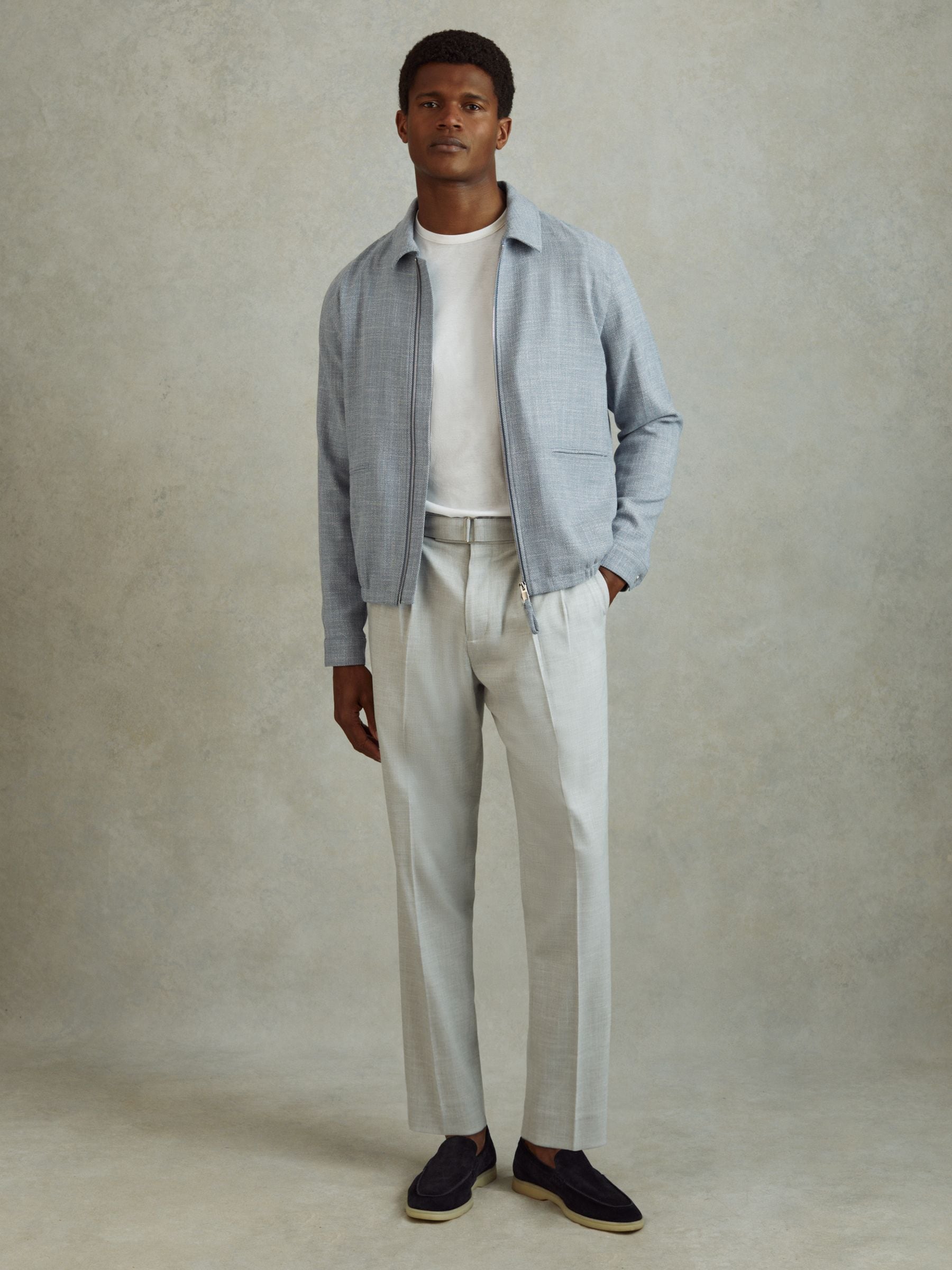 Buy Reiss Soft Blue Lenzi Hopsack Blouson Jacket from Next USA