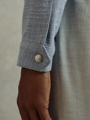 Reiss Soft Blue Lenzi Hopsack Blouson Jacket - Image 4 of 6