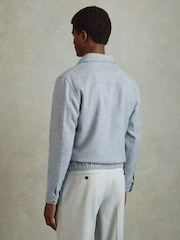 Reiss Soft Blue Lenzi Hopsack Blouson Jacket - Image 5 of 6