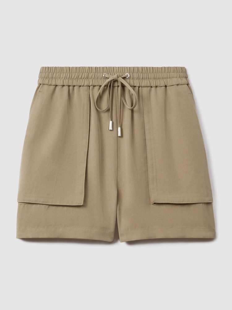 Reiss Khaki Isador Drawstring Shorts with TENCEL™ Fibers - Image 2 of 6